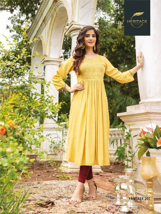 Heritage Fantasy 2 Ethnic Wear Wholesale Embroidery Kurtis Catalog
